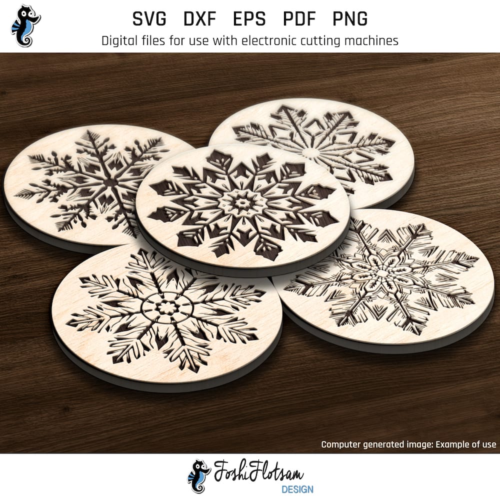 Coaster SVG - Christmas snowflake SVG coaster bundle image 5 Fifth 5 of 30 Christmas snowflake coasters included in this coaster SVG bundle.
