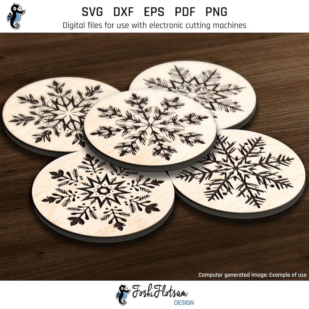 Coaster SVG - Christmas snowflake SVG coaster bundle image 6 Sixth 5 of 30 Christmas snowflake coasters included in this coaster SVG bundle.