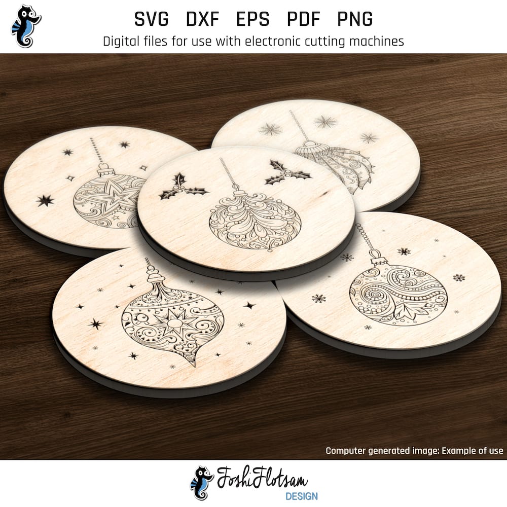 Coaster SVG - round Christmas ornament SVG coaster bundle image 4 Fourth 5 of 30 round Christmas ornament coasters included in this coaster SVG bundle.