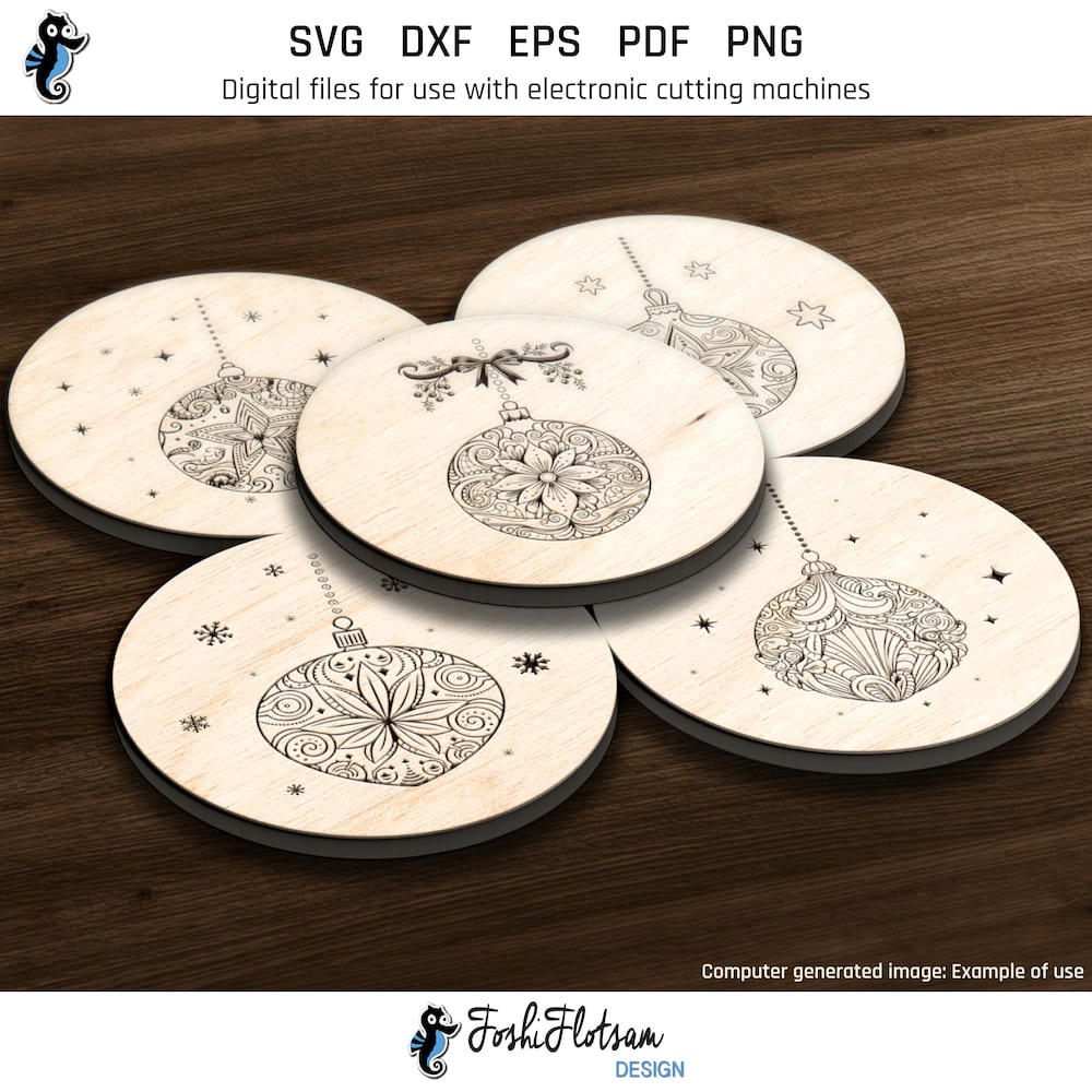 Coaster SVG - round Christmas ornament SVG coaster bundle image 6 Sixth 5 of 30 round Christmas ornament coasters included in this coaster SVG bundle.
