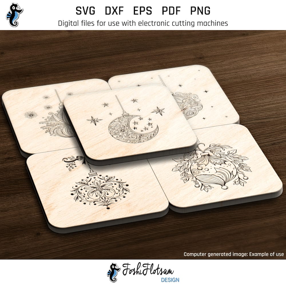 Coaster SVG - square Christmas ornament SVG coaster bundle image 2 Second 5 of 30 square Christmas ornament coasters included in this coaster SVG bundle.