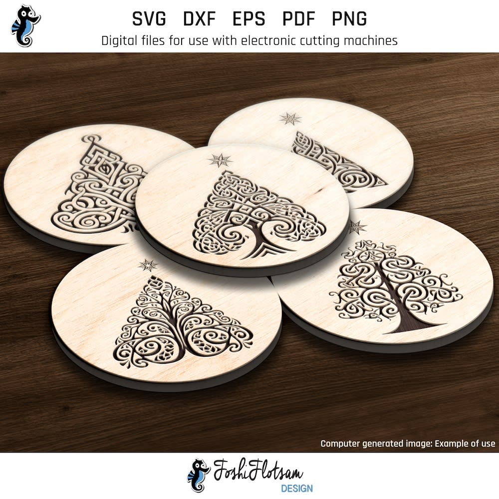 Coaster SVG - Celtic Christmas tree SVG coaster bundle image 2 Second 5 of 15 Celtic Christmas tree coasters included in this coaster SVG bundle.