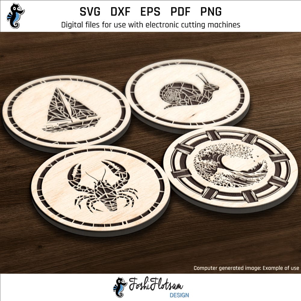 Coaster SVG - Nautical marine SVG coaster bundle image 3 Third 4 of 16 Nautical marine coasters included in this coaster SVG bundle.