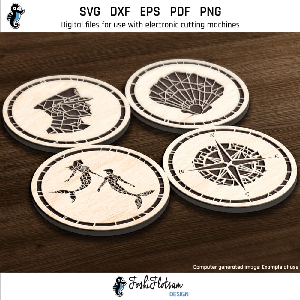 Coaster SVG - Nautical marine SVG coaster bundle image 4 Fourth 4 of 16 Nautical marine coasters included in this coaster SVG bundle.