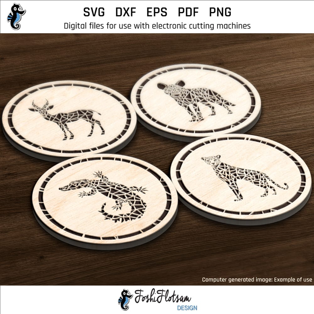 Coaster SVG - African animal SVG coaster bundle image 2 Second 4 of 12 African animal coasters included in this coaster SVG bundle.