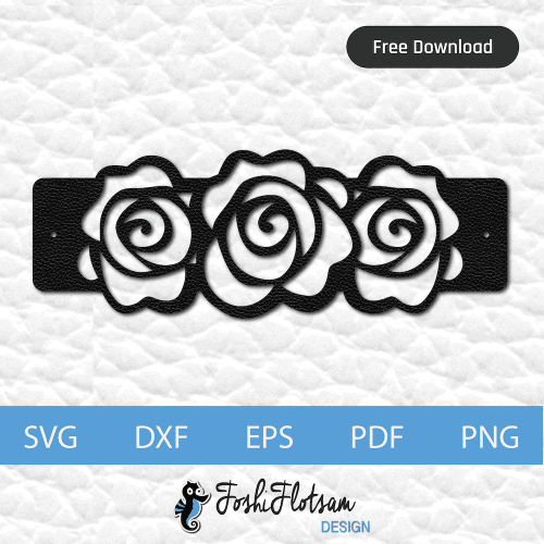 Free bracelet SVG - Free triple rose SVG bracelet design 1 triple-rose free bracelet SVG cut file with three-rose pattern design.