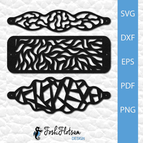 Bracelet SVG - Pattern SVG bracelet bundle 1 3 bracelet SVG cut files with assorted pattern designs.