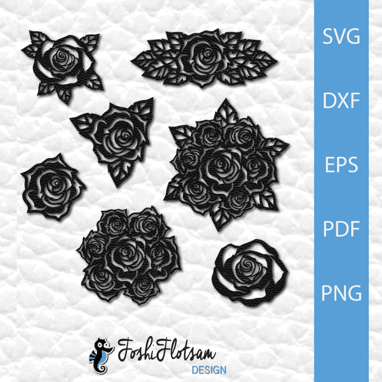 7 rose clipart SVG files with single rose and rose bouquet designs.