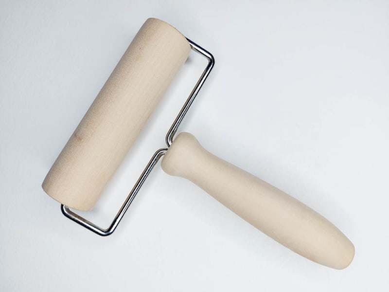 Brayer A wooden brayer.