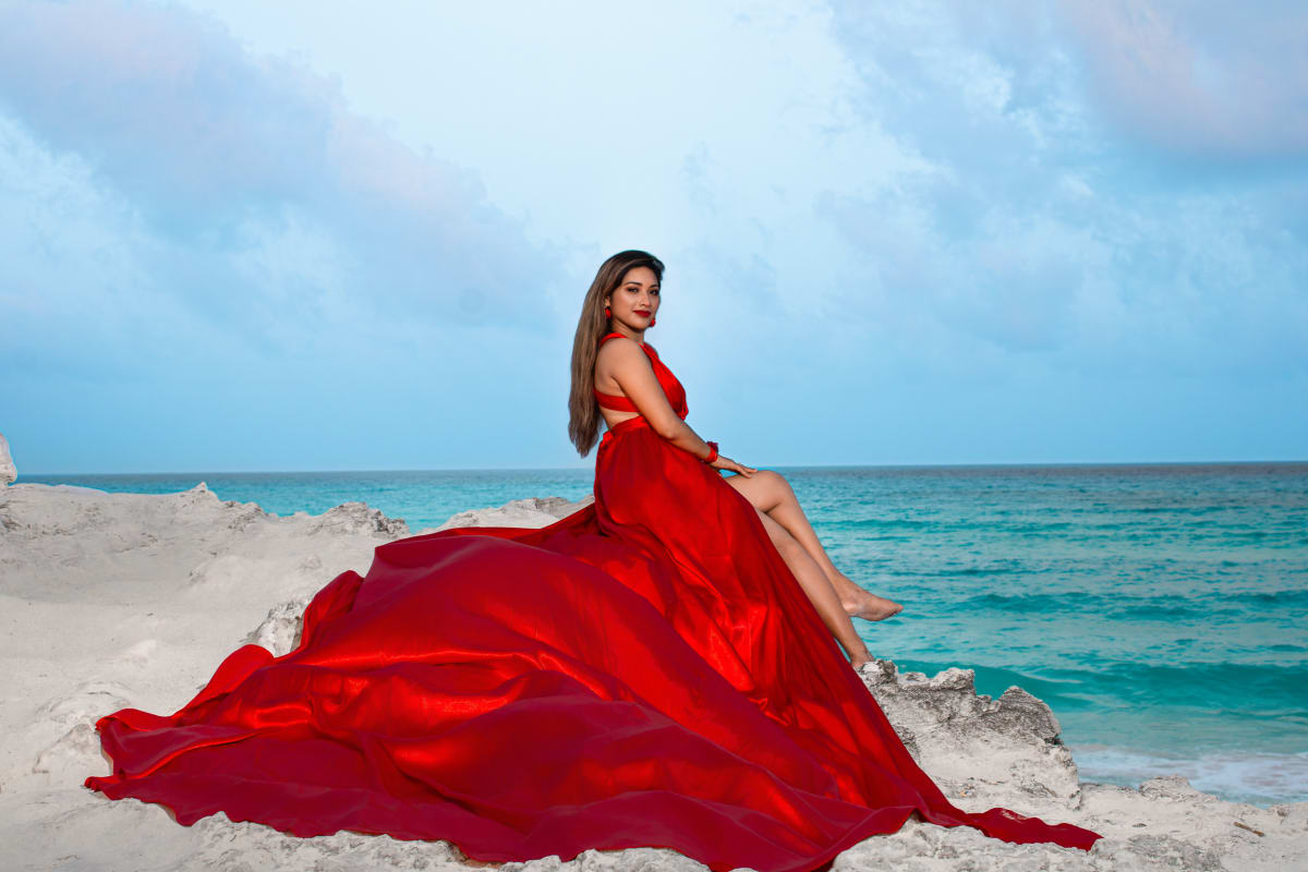 Sesión flying dress en la playa - foto 8