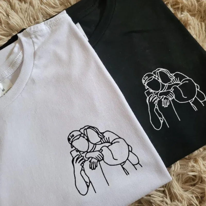 Custom Picture embroidered T-Shirt view 4