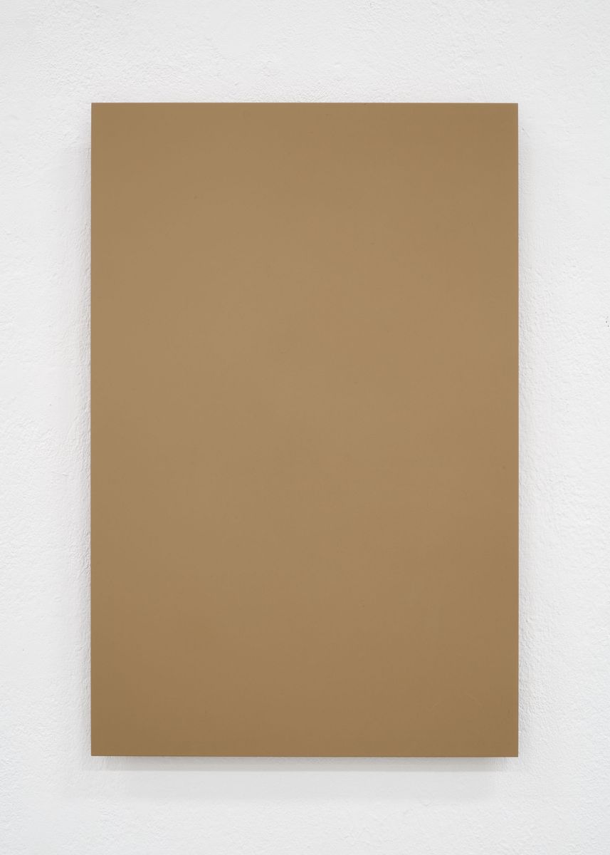 Laquer on aluminum titled 'Sand Grey', 2017, from the series RAL