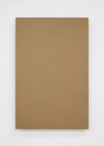 Laquer on aluminum titled 'Sand Grey', 2017, from the series RAL