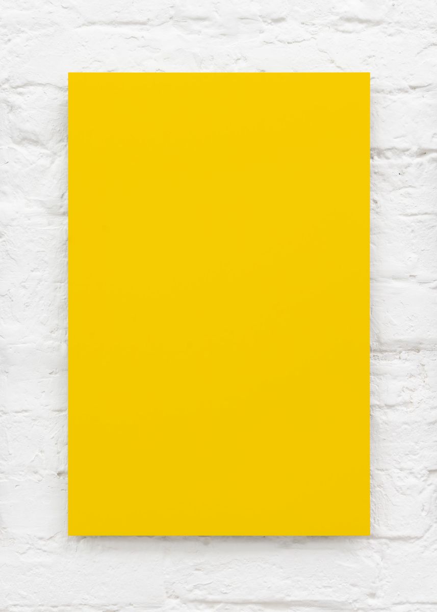 Laquer on aluminum titled 'Yellow', 2018, from the series RAL