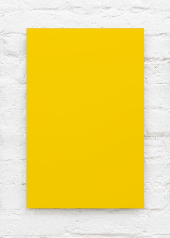 Laquer on aluminum titled 'Yellow', 2018, from the series RAL