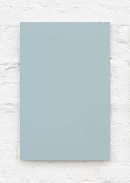 Laquer on aluminum titled 'Light Blue', 2018, from the series RAL