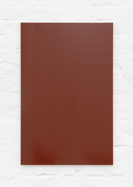 Laquer on aluminum titled 'Red Brown', 2018, from the series RAL