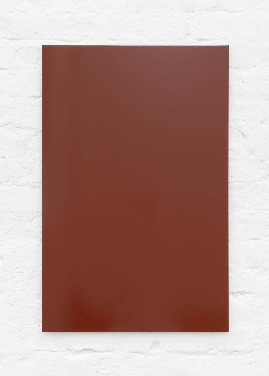 Laquer on aluminum titled 'Red Brown', 2018, from the series RAL