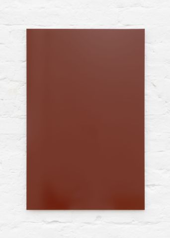 Laquer on aluminum titled 'Red Brown', 2018, from the series RAL