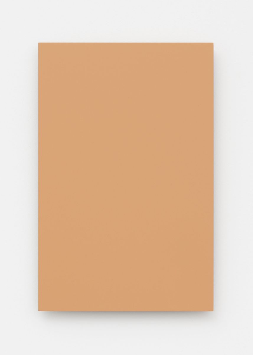 Laquer on aluminum titled 'Sand Yellow', 2018, from the series RAL
