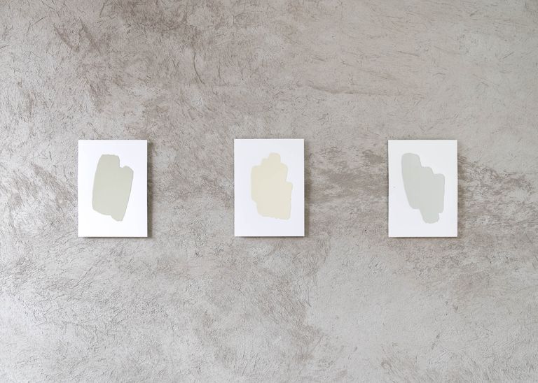 Installation View of Nevus, three Works on Paper by Carsten Becker