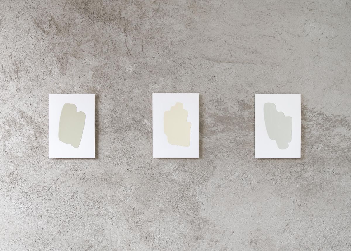 Installation View of Nevus, three Works on Paper by Carsten Becker