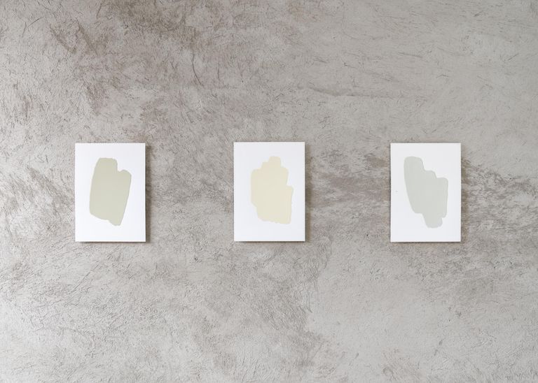 Installation View of Nevus, three Works on Paper by Carsten Becker