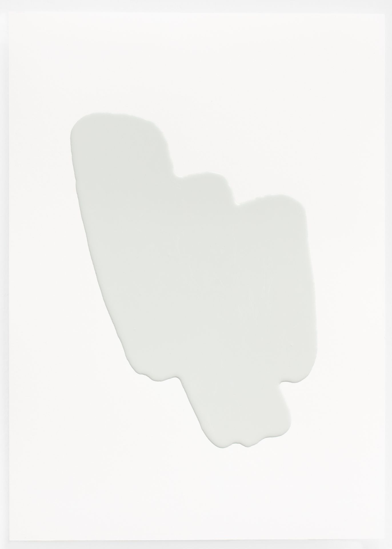 Porzellanweiß 0009, 2025. Alkydharzlack auf Siebdruckpapier, 35 × 25 cm.