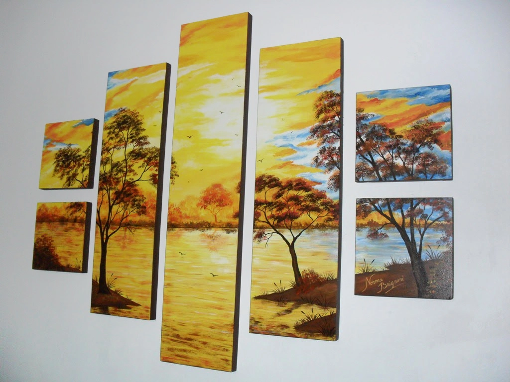 Tríptico paisaje lago