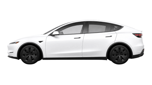 White Tesla Model Y isolated on a transparent background