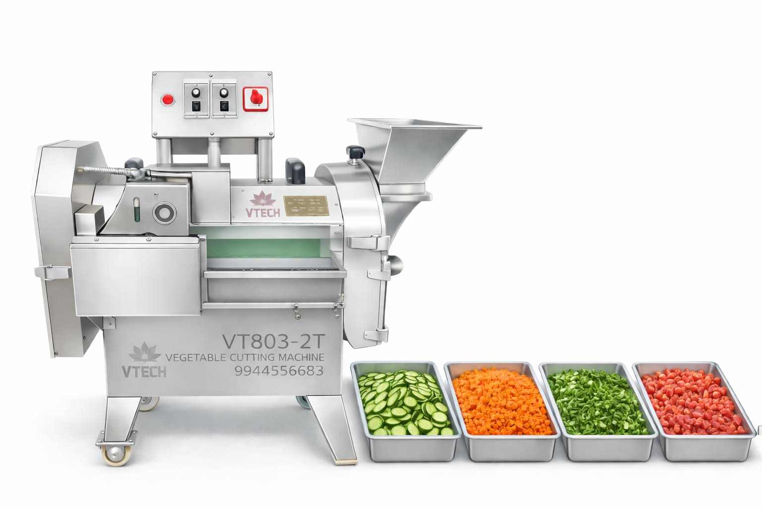 Vegetable Cutting Machine with Conveyor - V-Tech Kitchen
