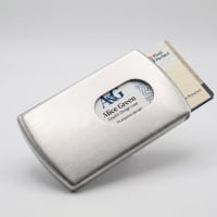 Slim Push Stainless Steel Business Card Case - view 2