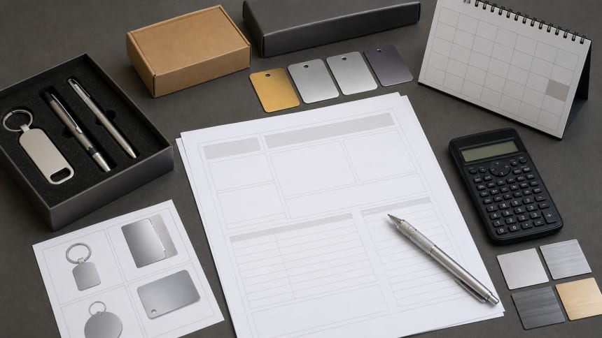Custom metal gift brief with material samples packaging and project planning tools