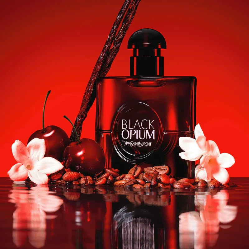 Yves Saint Laurent Black Opium Eau De Parfum Over Red