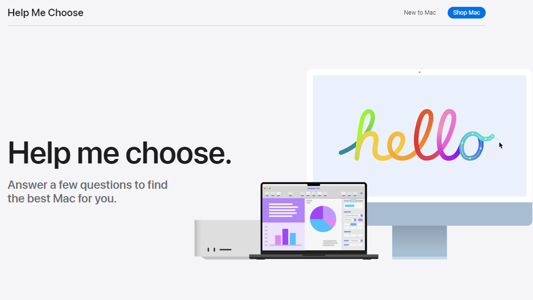 Cover Image for Apple lanza un sitio web para ayudarte a elegir una Mac, basado en tus pensamientos.