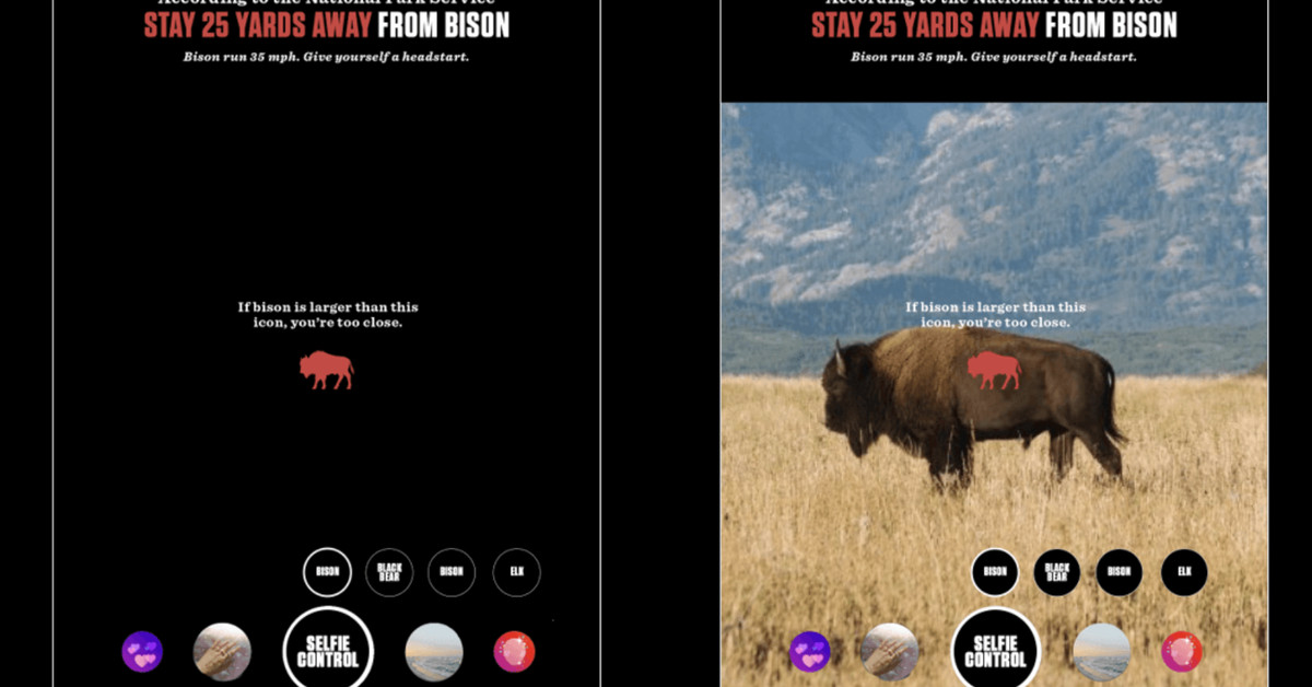 Cover Image for El nuevo filtro de Instagram de Jackson Hole te alerta cuando estás peligrosamente cerca de la fauna salvaje.