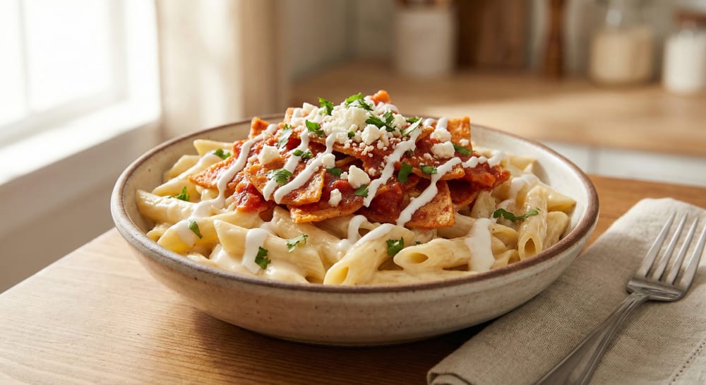 Pasta Cremosa con Chilaquiles