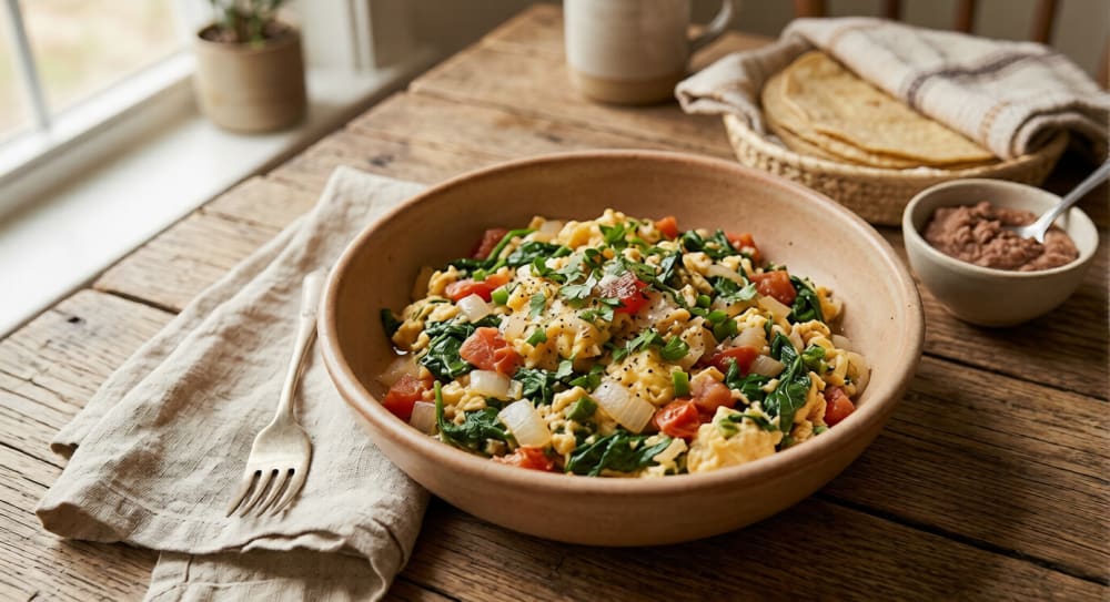Huevos con Espinacas a la Mexicana