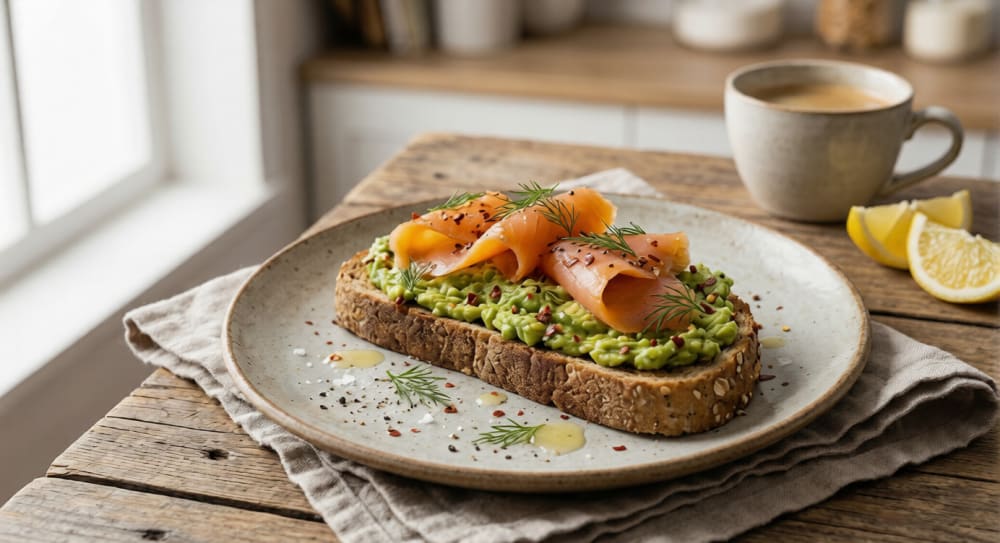 Tostada de Aguacate y Salmón Ahumado