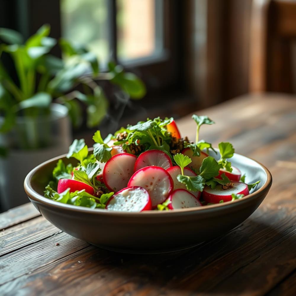 Ensalada de Berros Frescos con Rabanitos Laminados