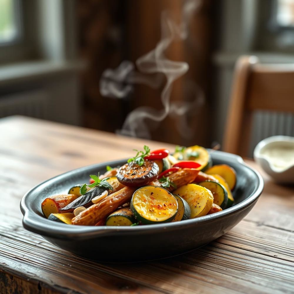 Puntas de calabacita asadas con ajo