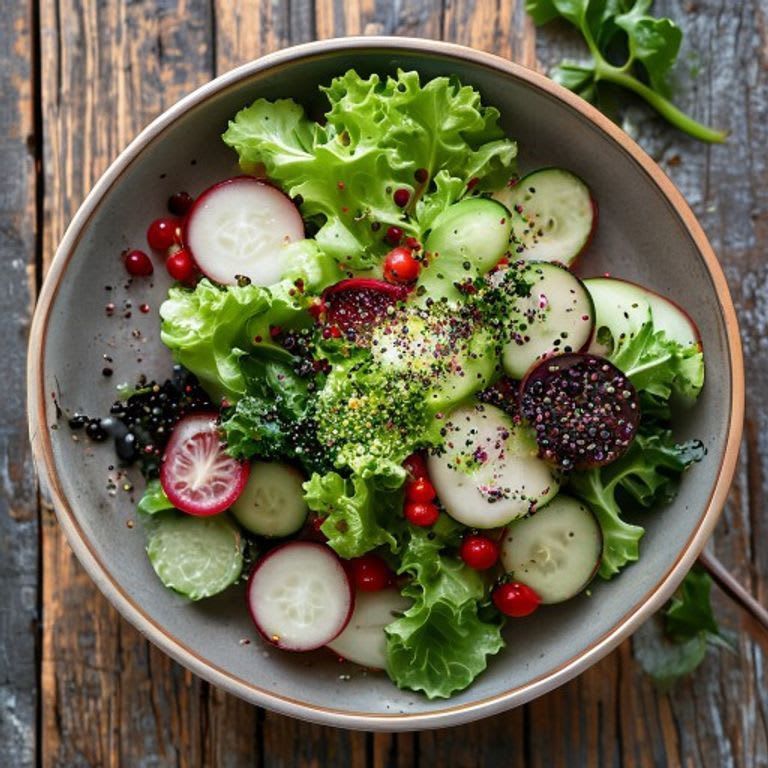 Ensalada Fresca de Lechuga Orejona, Rábano y Pepino