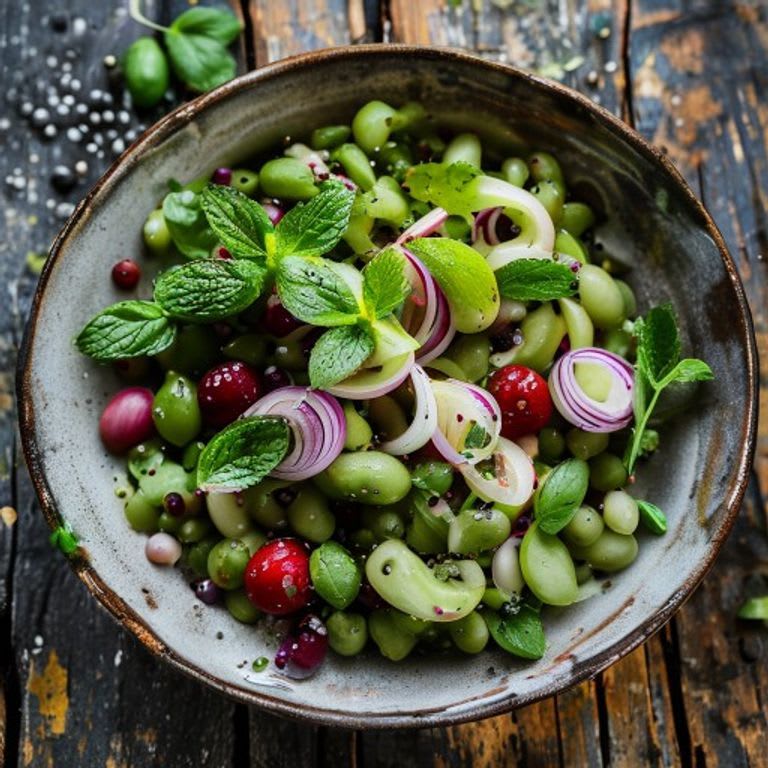 Habas Verdes con Menta Fresca y Cebolla Morada