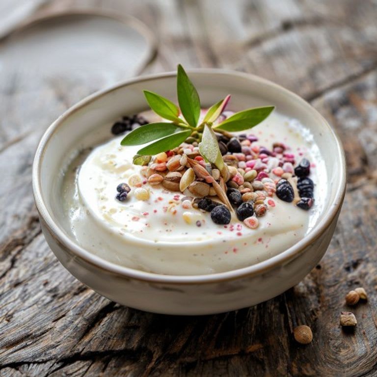 Yogur natural sin azúcar con amaranto inflado