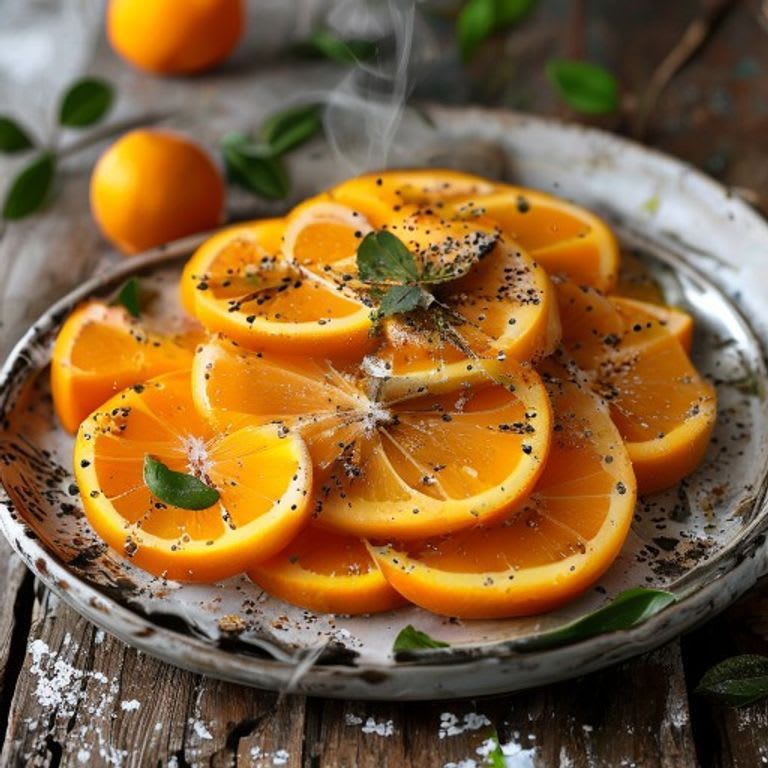 Gajos de naranja fresca con pizca de canela