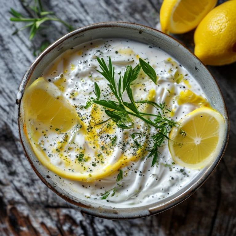 Aderezo de yogur natural con eneldo y limón