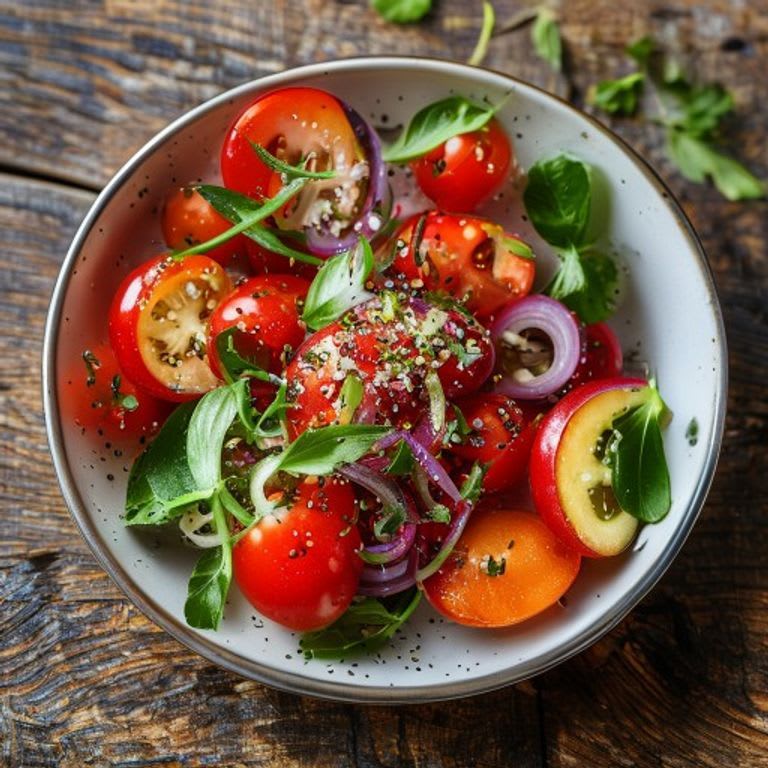 Ensalada de Jitomate, Cebolla Morada y Chile Serrano