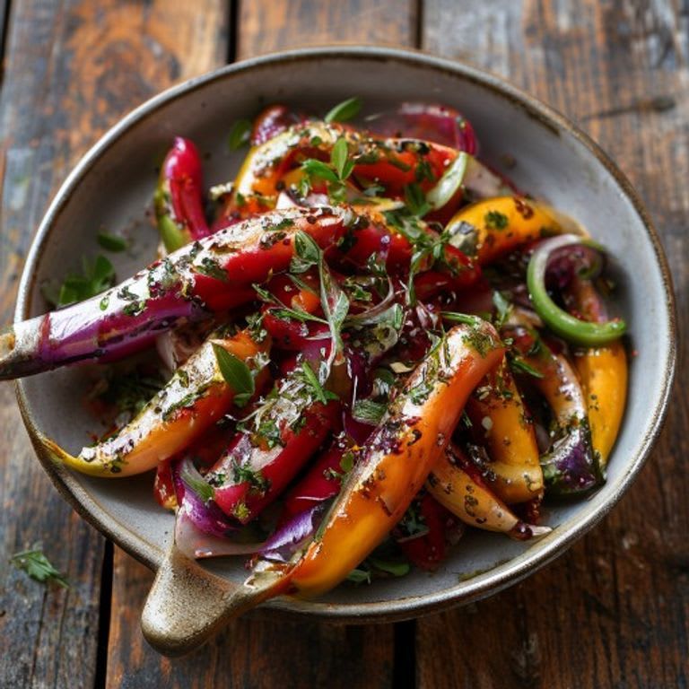 Pimientos Asados con Cebolla Morada y Orégano