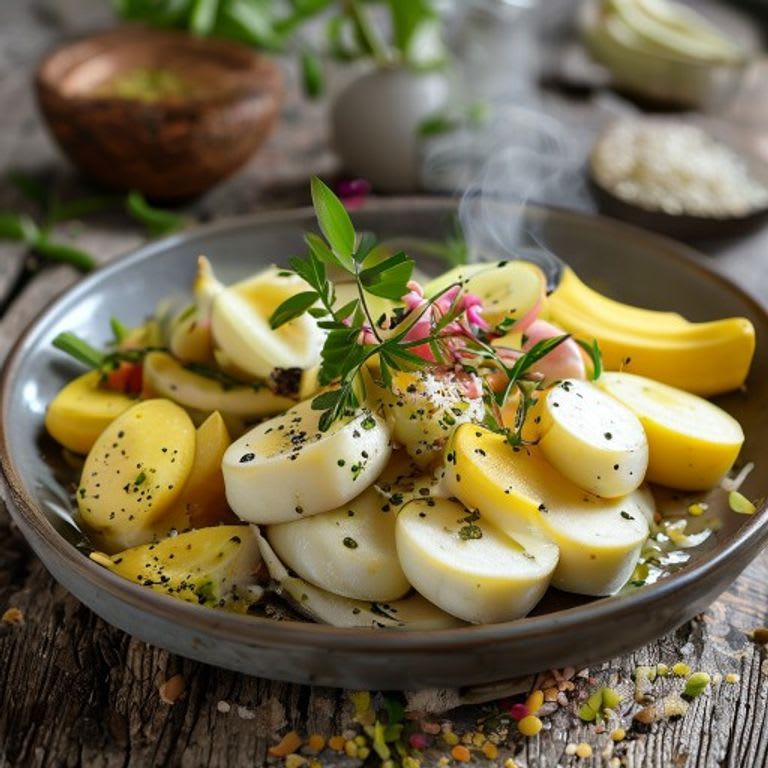 Yuca al vapor con mojo de ajo y limón