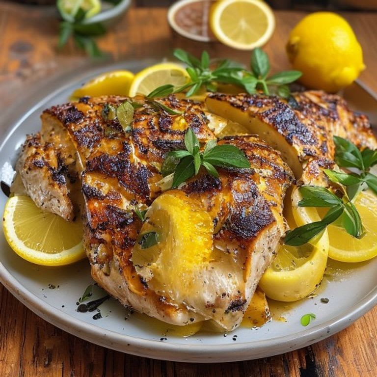 Pechuga de pollo al grill con limón y pimienta